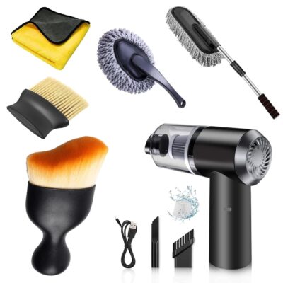 6 PCS - 3in1 Vacuum Microfiber Car Duster Kit|Interior & Exterior Cleaning Detailing Tool|Scratch & Lint Free, Pollen Removing|Car Extendable Long Car Duster (6 PC Car)