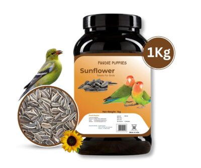 Foodie Puppies Striped Sunflower Seeds Bird Food – High Protein & Energy-Rich Daily Nutrition for Parrots, Cockatiels, Lovebirds, Macaws, Budgies & More (1 kg)