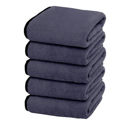 Microfiber Super Absorbent Small Wipes 500 GSM Silk Banded Edge Towel Set Extra Thick Microfiber Cleaning Cloths Perfect for Bike (20 x 30 cm, Grey) 5 Pieces