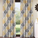 Home Sizzler Moroccan Motif Semi Sheer Door Curtains – 7 Feet, Yellow, Pack of 2