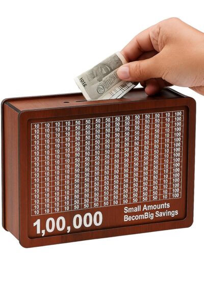 Tip n Top Wooden Piggy Bank – Save ₹1,00,000, Large Capacity