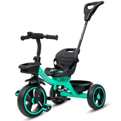 Amazon Brand – Symactive Kids Tricycle with Parental Control & Basket – Ice Blue