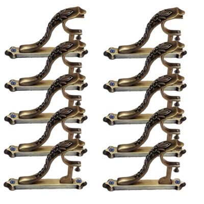 GLOXY ENTERPRISE Antique Brass Curtain Brackets – Jaguar Design, 5 Pairs