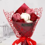 TIED RIBBONS Artificial Rose Flower Bouquet | 7 Silk Roses | Valentine’s Day, Anniversary & Birthday Gift for Girlfriend, Boyfriend, Husband, Wife | Home & Room Décor | Multicolor, 23 cm