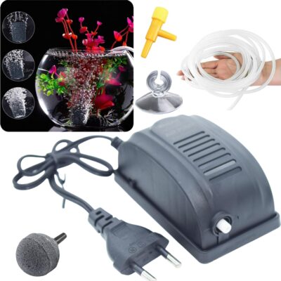 COLOURFUL Aquarium Air Pump – Mini Aerator Oxygen Pump for Fish Tanks & Ponds | 2.5W (1-Way BL-106) with Accessories, 180 L/H