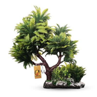 Foodie Puppies 7-Inch Aquarium Plastic Plant – Decorative Pine Coconut Tree with Resin Base | Artificial Aquarium Ornament for Freshwater & Saltwater Tanks