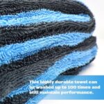 1200 GSM Microfiber Cleaning Cloth, Dual Sided Car Cleaning Clothes, Twisted Loop- Thick Plush Micro fiber Cloth for Car Cleaning, Lint-Free for Quick Drying (60cmx40cm) 1pc, Color: Grey-Blue