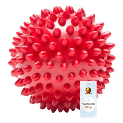 Foodie Puppies Natural Rubber Squeaky Spike Ball Toy – 7 cm
