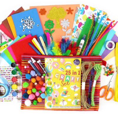 Asian Hobby Crafts 200+ Activities Art & Craft Kit | DIY Craft Materials Combo with Feathers, Pom Poms, Glitter, Stickers, Beads, Colors & Tools | Creative DIY Fun Kit for Kids 8+ (Multicolor)