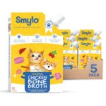 Smylo Summer Cooler – Hydration Rich Chicken Bone Broth for Cats | Collagen, Omega 3 & 6 | Natural Food Topper & Cat Supplement (100 ml x 5 Packs)