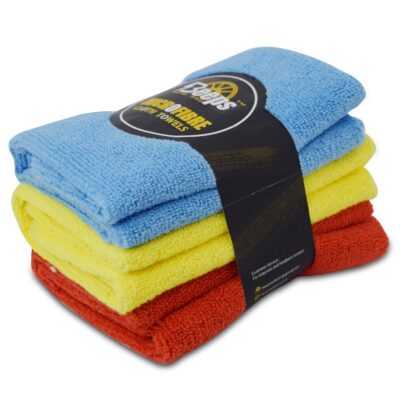 Microfibre Cleaning Cloth - 3 Pcs - 40x40 cm - 350 GSM - Multi Color - Super Soft Highly Absorbent Lint Free Streak Free Multipupose Towels - Automotive Microfiber Towels for Car & Bike