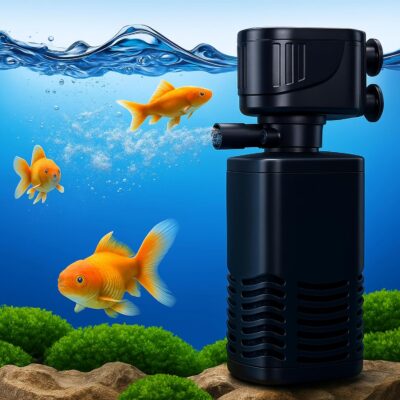 Buraq Aquarium Filter | 4-in-1 Submersible Oxygen & Filtration System | 880 L/hr Flow, 15W Power | For Medium Fish Tanks (1.5–2.5 ft)