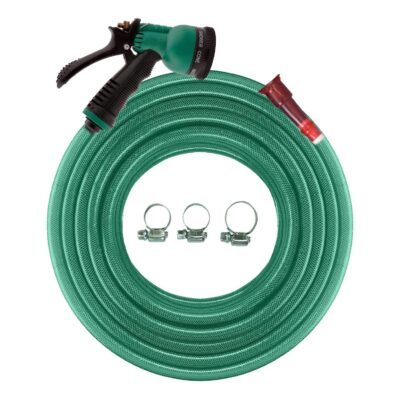 Cinagro 10m Heavy Duty PVC Garden Hose Pipe with 8-Mode Spray Gun (Green)