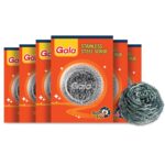 Gala Steel Scrubber Combo Set – Pack of 6 Stainless Steel Wool Pads for Pots, Pans, Dishes & Utensils