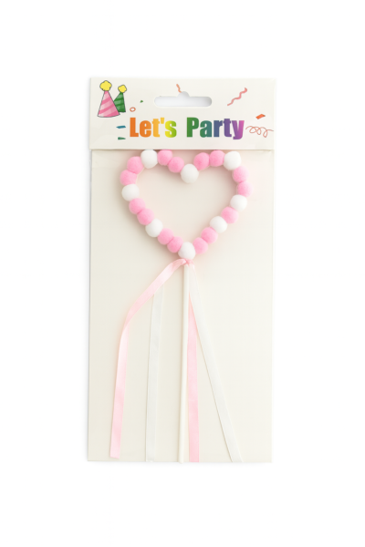 Heart-Shaped Party Decoration | Pink & White Bead Design with Ribbons | Party Supplies