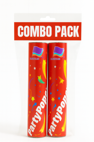 Party Popper Combo Pack | Set of 2 Confetti Shooters | 30 cm Celebration Poppers for Parties, Weddings & Events