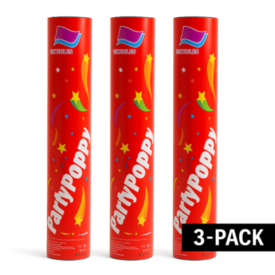 Party Popper 3-Pack | Set of 3 Confetti Shooters | 30 cm Celebration Poppers for Parties, Weddings & Events