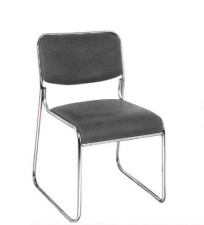Heavy Duty Metal Frame N Type Comfortable Visitor/Study Metal Chair with Cushion (Black)
