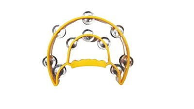MUSIQAA JAHAN® Pro Half Moon Tambourine With Double Cutaway and Double Row of Jingles (Multi Colors)