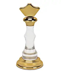 ZAHEPA Chess King Paperweight – Golden Metal & Acrylic Desk Showpiece
