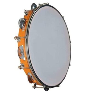 G.S. MUSICAL AND ARTS Dafli/Tambourine Orange colour 12 inch Hand Musical Instrument