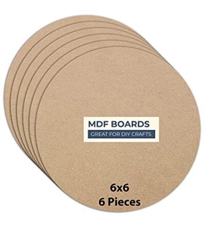 Variety Canvas 6 Piece 6 x 6 Inch Round MDF Boards for Art and Craft, Wood Round MDF Sheets for Craft Work, DIY MDF Cutouts