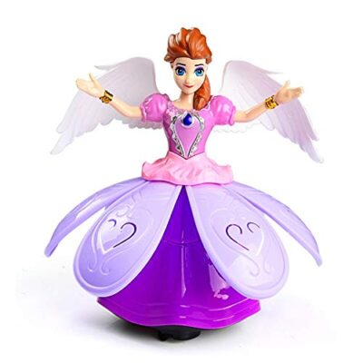 VGRASSP Dancing Princess Toy Doll with LED Lights, Music & Moving Wings – Bump n Go Fairy Toy for Girls (Design 2)