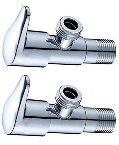 Jagger FUSION Brass Disk Angle Valve for Bathroom Angle Valve for Wash Basin Angle Valve for Toilet Angle Cocke for wash Basin Brass Angle Valve for Geyser (with Wall Flange and Teflon Tape) Set of 2