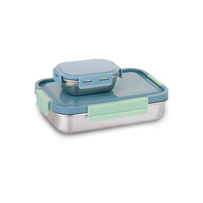 GANESH Aspire 3-Compartment Stainless Steel Lunch Box | 800 ml | 4-Lock Leak-Proof, BPA-Free, Rust-Proof Tiffin for Office, School & Travel – Brown