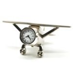 ZAHEPA Aeroplane Miniature Table Clock & Paperweight – Vintage Metal Desk Decor