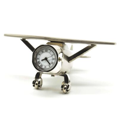 ZAHEPA Aeroplane Miniature Table Clock & Paperweight – Vintage Metal Desk Decor