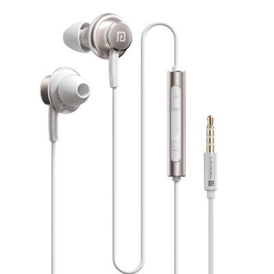 Portronics Conch Sigma A in Ear 3.5mm Aux Wired Earphones with in Line HD Mic & Magnetic Earbuds, Powerful Audio, 14.2mm Driver, Anti Tangle Wire, in line Controls, Wide Compatibility(White)