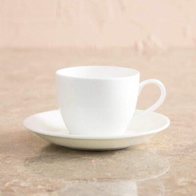 Home Centre Riva Bone China Cup and Saucer Set (White)