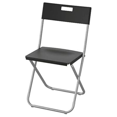 IKEA Steel Foldable/Durable Chair with Cut-Out Handle/Back Rest- Black by Stockland