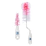 Mee Mee 360° Movable Nylon Bristle Baby Feeding Bottle & Nipple Cleaning Brush | Ergonomic Handle | Easy to Clean Bottle Corners for Narrow Neck & Wide Neck | BPA Free, Easy Hanging Storage | Pink