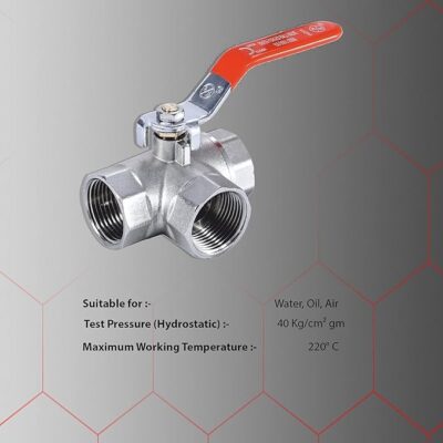 RN Heavy-Duty Forged Brass Three Way Ball Valve, Nickel Plated - 3/4" (20mm) | Leakproof and Corrosion-Resistant for Plumbing | High-Pressure Resistance_RNBV172020 | 5 Years Warranty