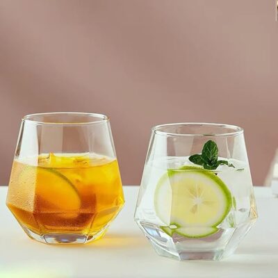 Premium 350 ML Water & Juice Drinking Glasses Set of 6 Vintage Glassware Set for Juice, Cocktail, Mocktail,Whisky All Beverages Everyday Uses for Gift (6, MT-17)