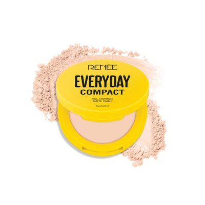 RENEE Everyday Compact Powder - Latte, Matte Finish, All Skin,High Coverage, Ultralight & Silky Smooth Finish, Enriched With Vitamin C & H Yaluronic Acid, Cruelty-Free Skincare Infused Makeup, 8Gm