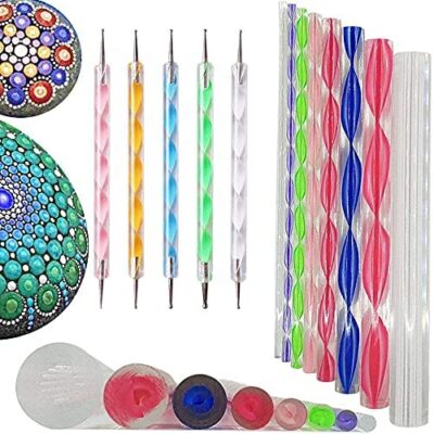 Levin THE NEXT LEVEL IN OFFICE STATIONERY Mandala Dotting Tools for Painting, Rock Paint Kits, Nail Art, Polymer Clay, DIY Supplies with Ball Stylus Pen, Metal Ball Tool - 13 Pieces (Multicolor)