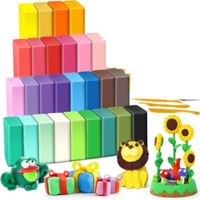 Eclet (Pack of 12) Air Dry Clay, Colorful Children Soft Clay, Creative Art Crafts, Gifts for Kids-Multi Color. Non-Toxic Modeling Magic Fluffy Foam Bouncing Clay Putty Kit for Kids with Tools .144