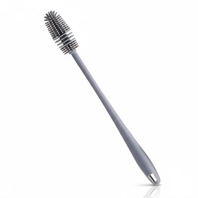 XML Bottle Cleaning Brush Silicone Long Handle for Baby Bottle, Water Bottle, Containers, Vase and Glass, Bottle Cleaner for Home and Kitchen Accessories Item Products (31-CM-Silicone-Grey-Brush)