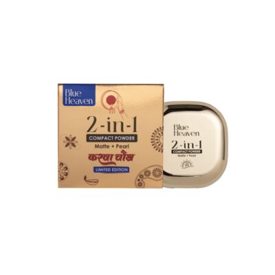 Blue Heaven 2-In-1 Festive Compact Powder For Women Infused With Vitamin E |All Skin Pearl & Matte Finish | SPF Protection | 8-Hour Oil Control | Face Powder For Glowing Skin|Vanilla| 18Gm
