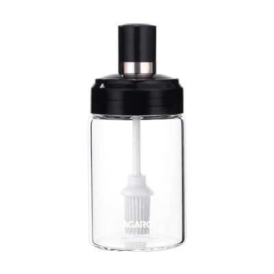 AGARO Elegant Glass Oil Bottle with Brush 250ml, Oil Container Bottle for Kitchen, Glass Bottle with Brush for Cooking, Baking, BBQ, Marinating