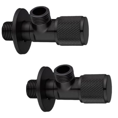 Carnival Brass Matte Black Angle Cock Valve for Geyser, Washbasin and Bathroom With Wall Flange | Angular Stop Cock Tap Faucet | Premium Finish (Pack of 2)