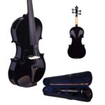 Kadence Vivaldi Acoustic Violin Full Size with Bow, Rosin, Carrying Hard Case, Instrument for Beginners, Adults, Boys, Girls, Children, Kids (4/4, Black)