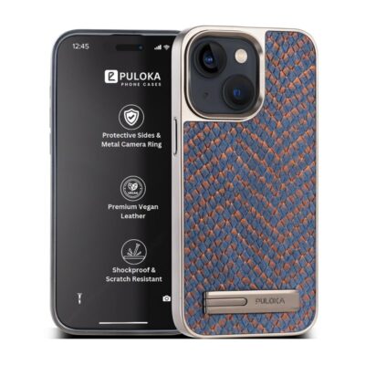 PULOKA Kickstand Armor Hybrid Case for iPhone 15 (Blue)