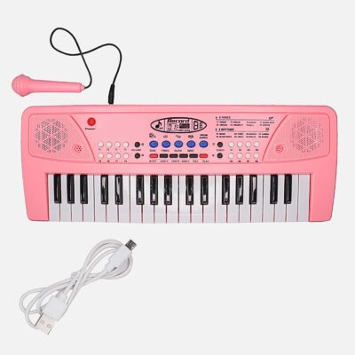 Braintastic Kids Piano Keyboard with Microphone, 37 Keys, 8 Rhythms, 8 Tones with 6 in-Built Demos & Song Recording Feature for Boys & Girls (Pink)