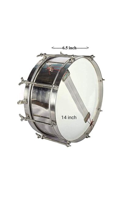 Gosaimusical Steel Side Drum 14" inch with Belt and Stick |School Band Hand Percussion Instrument for Students, Beginners & Professionals