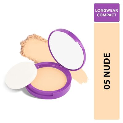 SUGAR POP Longwear Compact with Castor Oil & Vitamin E | Pressed Setting Powder with UV Protection | Matte & Long Lasting | 9gm - 05 Nude