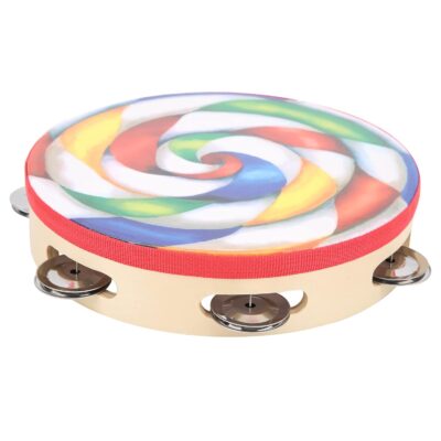 Ubersweet® 8in Tambourine, Percussion Instrument Metal Bell Drum Crisp Sound Stainless Steel Bells Colorful for Rhythm Training for Children(color)